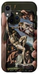 Coque pour iPhone XR Noir Art Déco Floral Michel-Ange Création Of Adam Sixtine