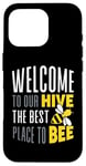 Coque pour iPhone 16 Pro Joli jeu de mots humoristique « Welcome To Our Hive Bee Conservation »