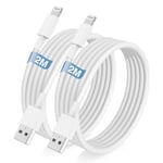 Câble iPhone 2M, [Apple Certified] Lot de 2 Chargeur iPhone Original, Long Fil Cordon Lightning vers USB A Rapide, Cable de Charge pour Apple iPhone 14 Pro Max/13 Mini/12/11/X/XS/XR/8 Plus/7/6