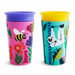 New Munchkin Miracle 360 WildLove Sippy Cup 9 Oz 266 Ml 2 Pack Bee Lemur Uk