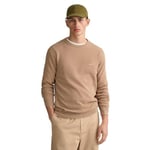 GANT Men's Cotton Pique C-neck Pullover Sweater , Dark Khaki,L