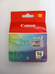 Genuine Canon Twin Pack Ink Cartridge BCI-16 Colour Pixma Selphy ChromaLife 100