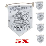 5X Christmas Canvas Banner Monster Colour Your Own Decorate Xmas Hanging Sign