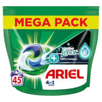 Ariel 4en1 : PODS, Lessive Liquide En Capsules 45 Lavages, +Touch Of Lenor Unstoppables, Une Fraîcheur Longue Durée Jusqu’à 1 Semaine