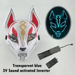 Uusi Luminous Halloween Party Mask EL Wire Hehkuva Maski Japanilainen Anime Cosplay LED Costume Fox Mask karnevaalijuhlatarvikkeisiin