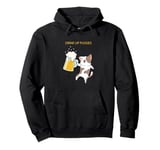 Drink Up Pussies Cat With Beer Mug Humor Pullover Hoodie