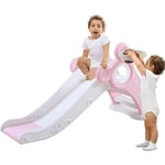 Yoleo - Toboggan pour Enfants,Toboggan Amusant avec Panier de Basket,Jeu d'Extérieur et l'Intérieur pour pour bébé,115x66x125cm(jusqu'à 25 kg),Rose