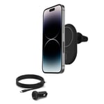 Belkin BoostCharge Wireless Charger, Magnetic Car Charger, Phone Mount Holder Compatible with MagSafe Enabled iPhone 16, 15, 14, 13, 12, Mini, Plus, Pro, Pro Max and More (Cable and Charger Included)