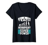 Womens Anthropology Humor Superpower Teacher Human Evolution V-Neck T-Shirt