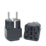 Adaptateur universel de prise de courant CE Kr,convertisseur de voyage,prise américaine et européenne,AU,EU vers US,UK,USA,Japon,Israël,Brésil,Inde - Type Germany France Plug-Black