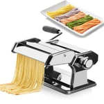 Pasta Machine Machine Crank Stainless Steel Pasta Roller Machine Manual Noodle Maker Pasta Cutters with 2 Blades Manual Pasta Machines (Color : Silver, Size : 20X19X14CM) Adjustable Width