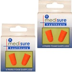 Medisure Noise Reducing Comfort Squeeze Fit Foam Ear Plugs Orange - 8 Pairs