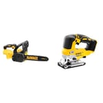 DEWALT DCM565N-XJ 18V XR Brushless 30cm Chainsaw & DCS334N-XJ Cordless Jigsaw - XR 18V Brushless Yellow - Bare Unit