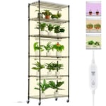 VEVOR Support Plantes avec Lampes de Croissance, Étagère Porte Plantes d'Intérieur Métal, 6 Niveaux, 150 W, 3 Modes d'Éclairage à Spectre, Minuterie, pour Jardinage Germination Graines, 75x35x180 cm