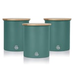 Swan Nordic Tea, Coffee and Sugar Canisters Set Scandinavian Design Pine Green