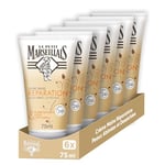 Le Petit Marseillais | Crème Mains Réparation Peaux Abîmées et Desséchées (lot de 6 tubes de 75 ml) – Crème réparatrice au beurre de karité, aloès et cire d'abeille – Soin des mains confort 24 h