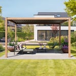 PRIMEYARD 3x4m Pergola imitation bois, lames gris-perle orientables - (400109)