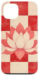 Coque pour iPhone 13 Rouge Vintage Checkered Lotus Flower Celestial Elements