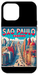 Coque pour iPhone 12 Pro Max Sao Paulo Souvenirs Brésil Voyage Vintage Retro City Skyline