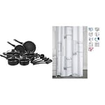 Amazon Basics Batterie de cuisine anti-adhésive 15 pièces & Ridder Font 303120 Rideau de douche 180 x 200 cm