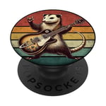 Retro Possum Rock Music Men Kids Women Funny Opossum Rock PopSockets PopGrip Adhésif