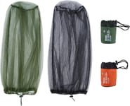 2 Pack Mosquito Head Net Midge Cover for Outdoor Hiking Green, Black 