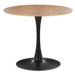 Table à manger ronde 90 cm bois clair / support noir BOCA