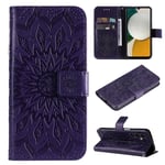 SATURCASE Coque pour Samsung Galaxy A34, Fleur du Soleil Gaufrage PU Cuir Magnétique Flip Portefeuille Support Porte-carte Protecteur Housse Étui avec Dragonne pour Samsung Galaxy A34 (TY-Violet)