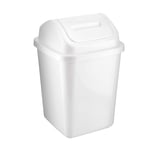 ZOOM Plastic Swing Top Bin 5L Waste Paper Rubbish Trash Can Square Small Swing Top Desktop Kitchen Bathroom Garbage Dustbin, 5 Litre (White)