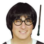 ADULT/CHILD HARRY POTTER WIG GLASSES & WAND FANCY DRESS COSTUME ACCESSORIES PACK