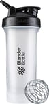 BlenderBottle Classic V2 Shaker Bottle with Stainless Steel Ball, Perfect for Protein Shakes, Dishwasher Safe, 830ml, Clear/Black