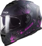 LS2, Casque Moto Intégral Storm II Burst Matt Black Pink, XS