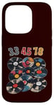 Coque pour iPhone 14 Pro Disque vinyle rétro 33 45 78 tr/min DJ ou amateur de musique