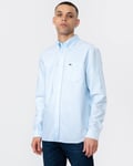 Lacoste Mens Casual Long Sleeve Woven Shirt - Blue - Size Medium