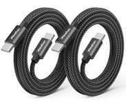 CLEEFUN USB C to USB C Cable (1.8m, 2-Pack), 60W Type C to C PD QC 3.0 Fast Charger Charging Cord Compatible With Samsung Galaxy S21 S20 fe Note 20 10 Ultra Plus A51 A71 A80 A90, Pixel 5 4 3 XL