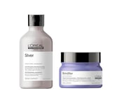L'Oréal Professionnel, Shampoing Neutralisant & Masque Nutritif pour Cheveux Gris ou Blancs, Silver & Blondifier, SERIE EXPERT, 300 ml + 250 ml