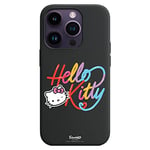 Personalaizer Coque iPhone 14 Pro Noir avec Un Motif Hello Kitty Caligrafica