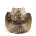 Western Cowboy Hattu Naisille Miehille Käsintehty Straw Bohemia Sombrero Hombre Straw Cowgirl Jazz Aurinkolakit Koko 56 58cm