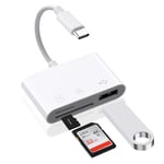 AXFEE 3en1 USB C Lecteur de Carte SD, Adaptateur Micro SD vers Type C OTG, Adaptateur Carte de Caméra SD pour Cartes SDHC SDXC TF Compatible avec iPhone 15 Plus Pro Max MacBook Air Pro Galaxy S24 S23