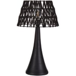 Beliani - Lampe de Table sur Pied Abat-jour en Coton Tissu Simple Lumière Base en Bois de Manguier Noir Pellejas