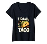 Womens I Totally Eat The Taco Cute Taco Top V-Neck T-Shirt