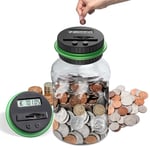 Money Box, 1.8L Counting Coin Jar with LCD Display, Digital Coin Bank Uk Coins Automatic Counting, Adult and Child Safe Money Bank, Money Box Counter As Gift on Christmas, Birthday, New Year's Day