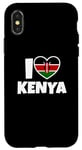Coque pour iPhone X/XS I Love Kenya avec le drapeau et le coeur