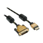 Câble vidéo double HDMI - DVI DVI-D (M) pour HDMI (M) 7.5 m blindé noir, or support 4K - SECOMP - Roline Gold