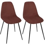 Altobuy - amory - Lot de 2 chaises en velours côtelé coloris terracotta