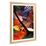 Big Box Art Framed Print of Franz Marc Sleeping Deer in The Forest Design | Wall Art Picture | Home Decor for Kitchen, Living Room, Bedroom, Hallway, Oak, A2 / 24.5x18 Inch / 62x45cm