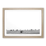 Big Box Art Landscape Hay Bales on a Field (1) Framed Wall Art Picture Print Ready to Hang, Oak A2 (62 x 45 cm)