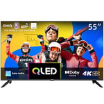 CHIQ TV Intelligente U55QH7C,55 Pouces, 4K QLED, Dolby Vision HDR10, Conception sans Cadre, Fonctionne avec Alexa, Netflix, Prime Video, Google Play, BT5.0, HDMI2.0, USB2.0, Noir 2023