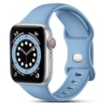 CeMiKa Compatible avec Apple Watch Bracelet 38mm 40mm 41mm 42mm 44mm 45mm 49mm, Bracelets en Silicone de Remplacement pour iWatch SE Series 9 8 7 6 5 4 3 2 1, 38mm/40mm/41mm-S/M, Bleu Océan