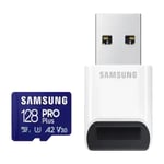 Samsung PRO Plus 128 GB microSD-hukommelseskort + USB-læser